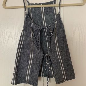 Nordstrom BP Chambray Striped Crop w Open Back